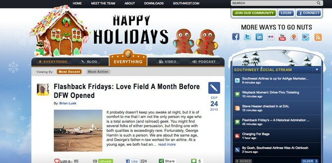 Happy Holidays: SWA Launches Holiday Theme on BlogSouthwest.com