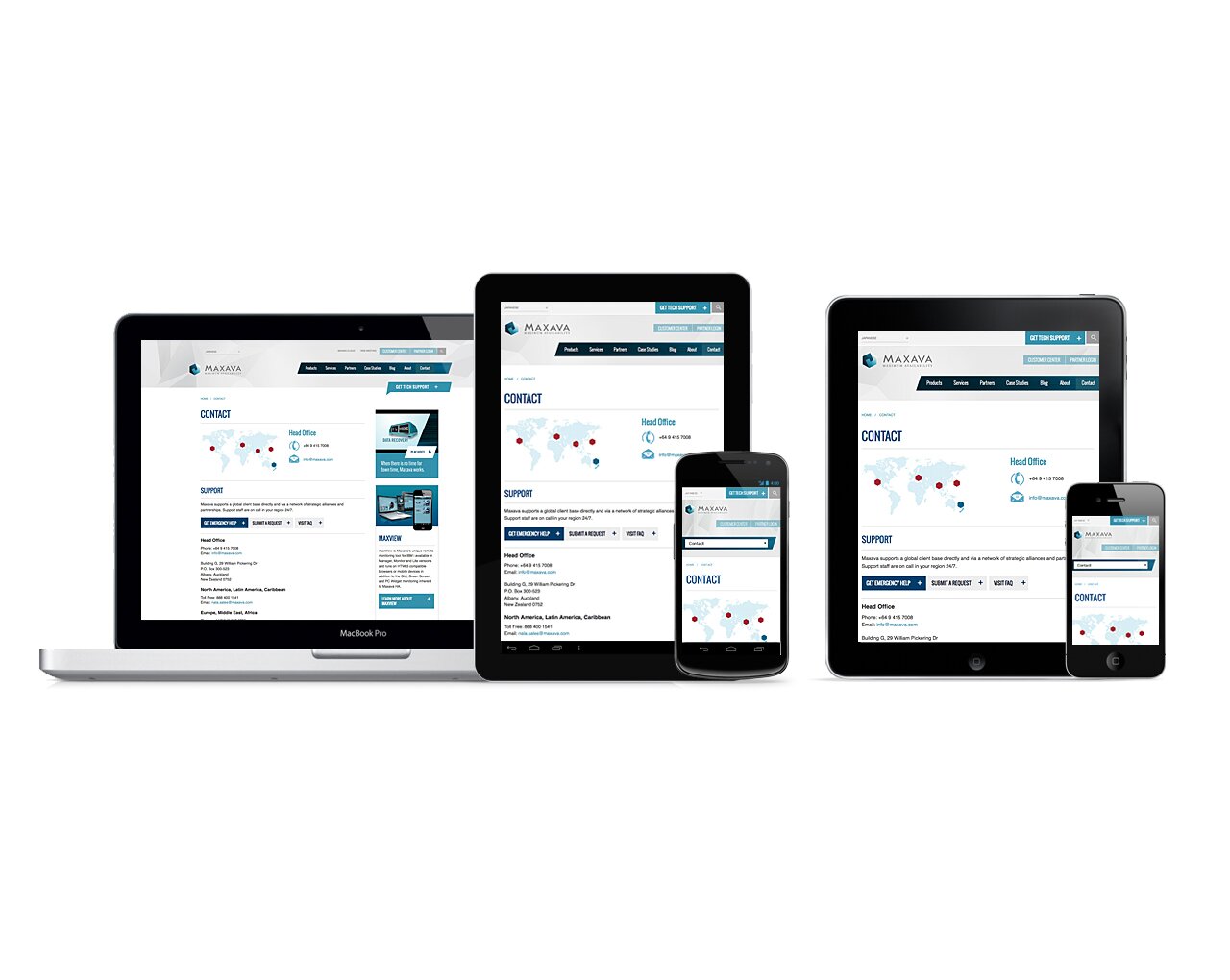 Maxava gets a new responsive website design | Contact page