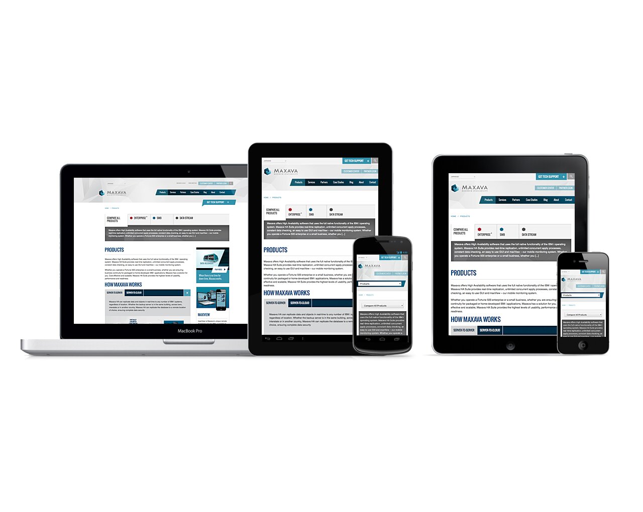 Maxava gets a new responsive website design | Products page